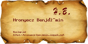 Hronyecz Benjámin névjegykártya